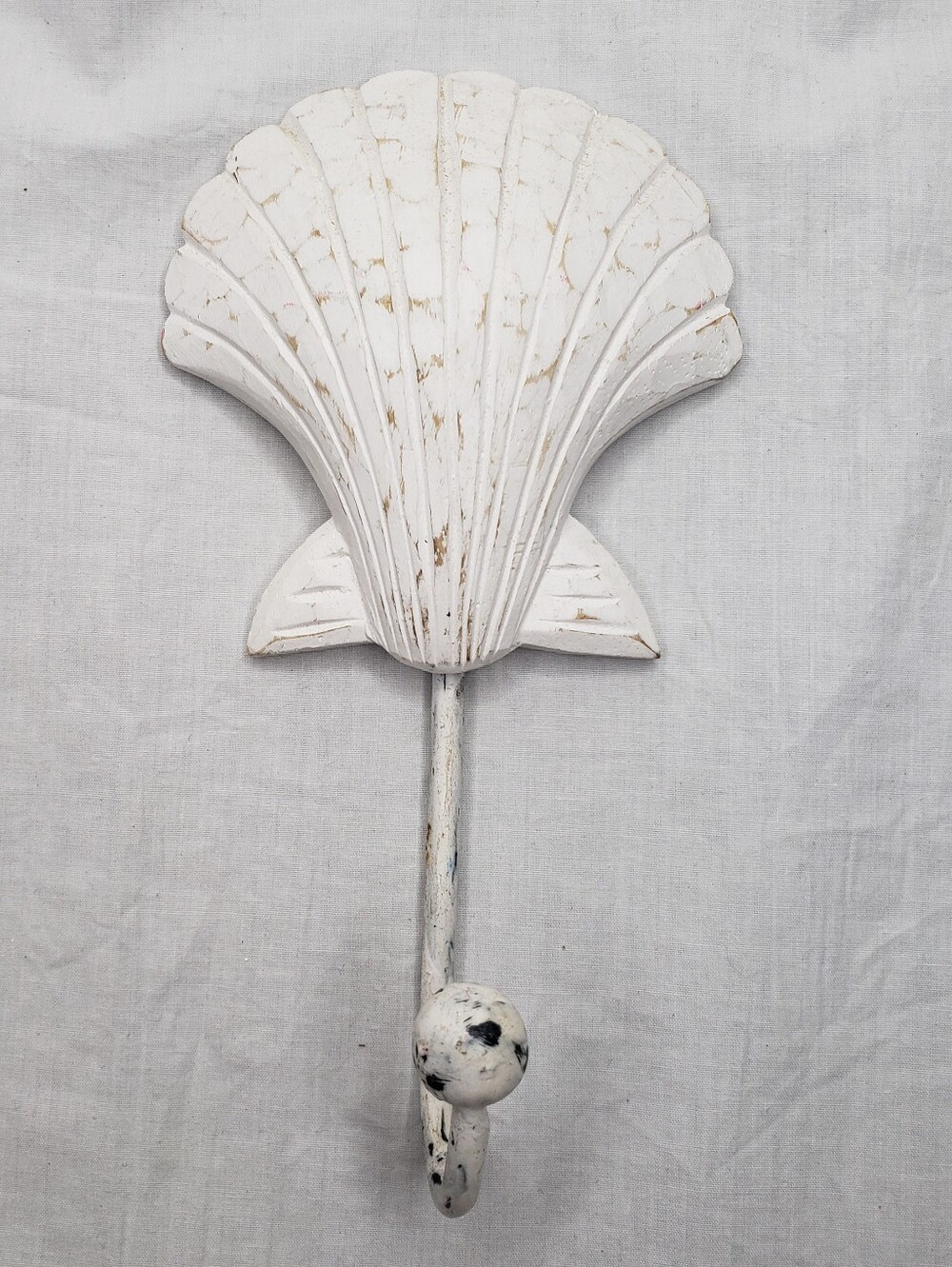 World Market White Wood Scallop Shell Wall Hook
